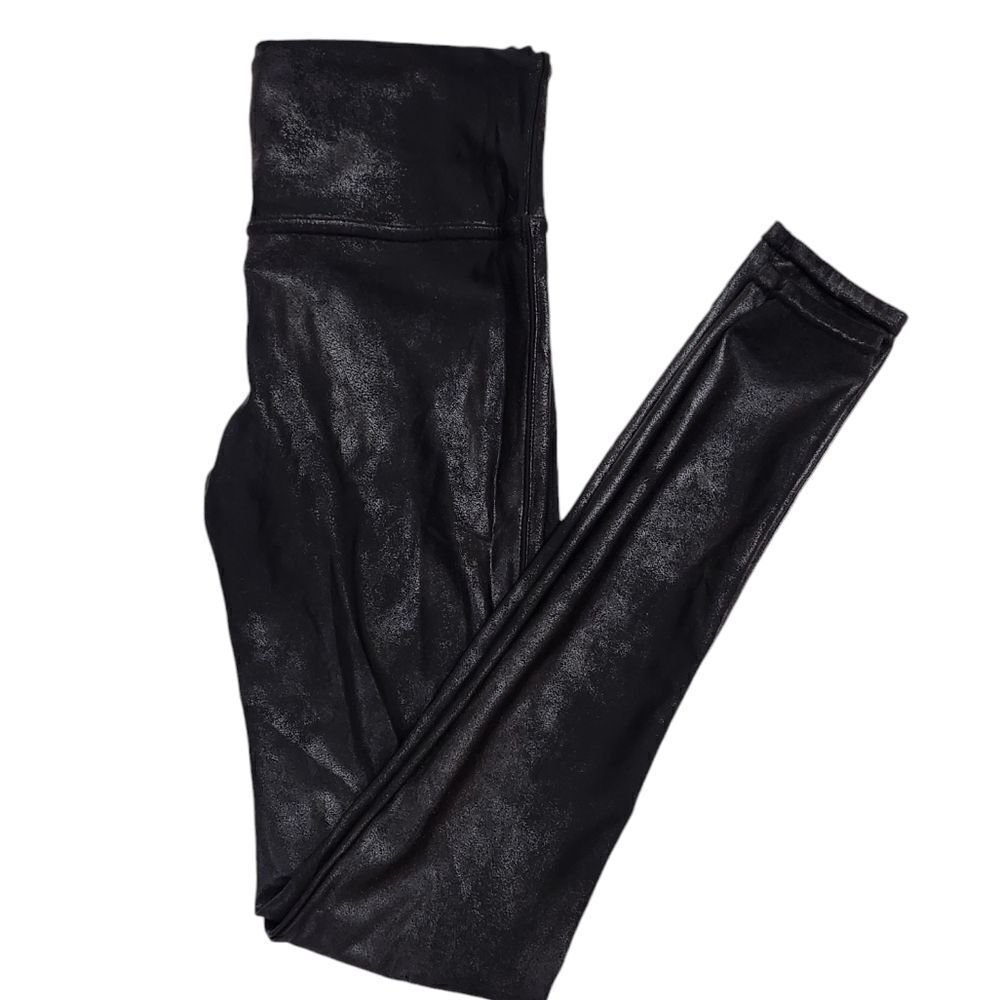 Spanx black faux leather pull-on full length leggings Size‎ Medium
